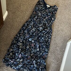 Floral Navy Maternity Sleeveless Maxi Dress